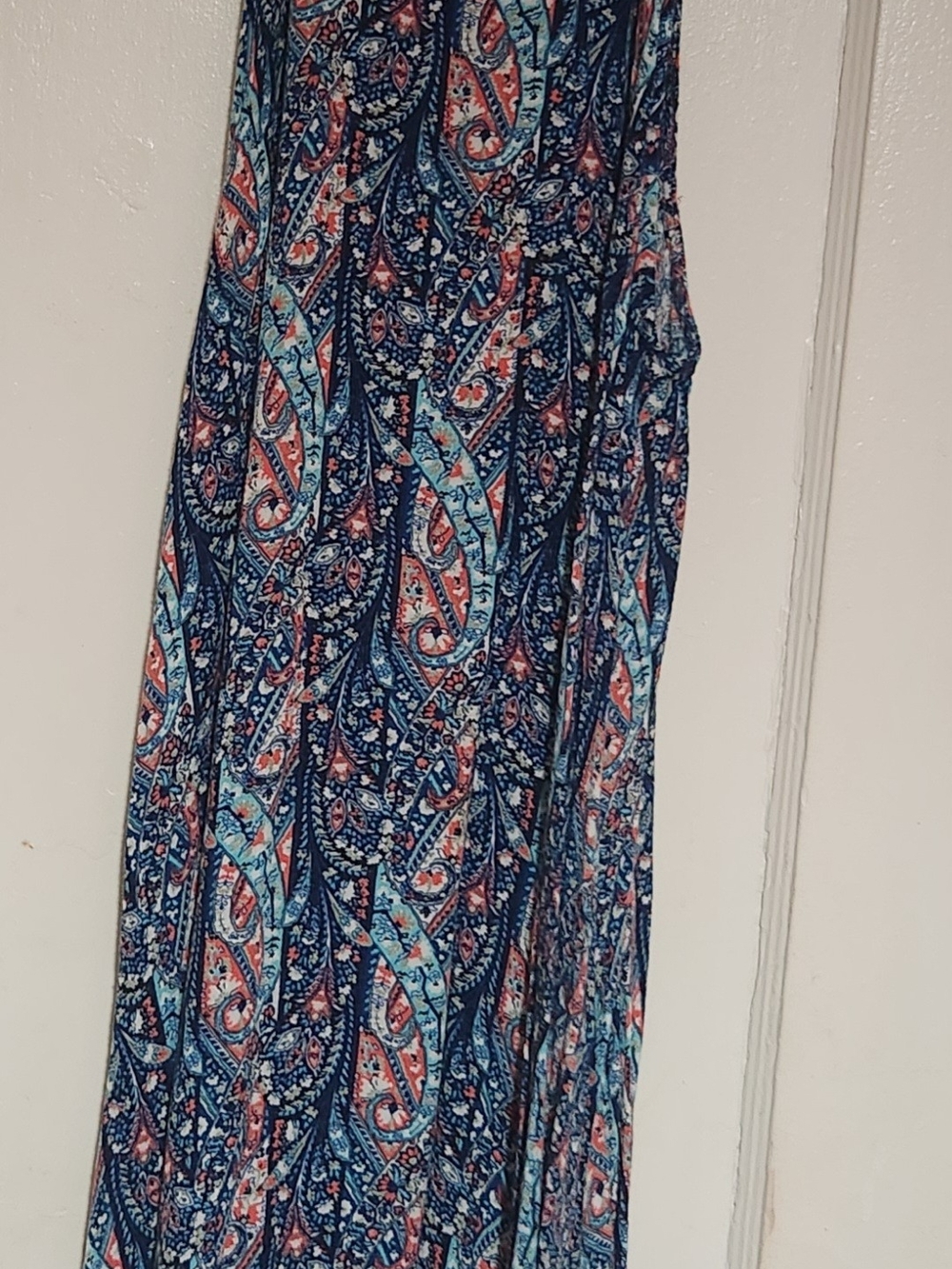American Eagle Outfitters Navy Paisley Summer Dress with Coral and Teal Accents